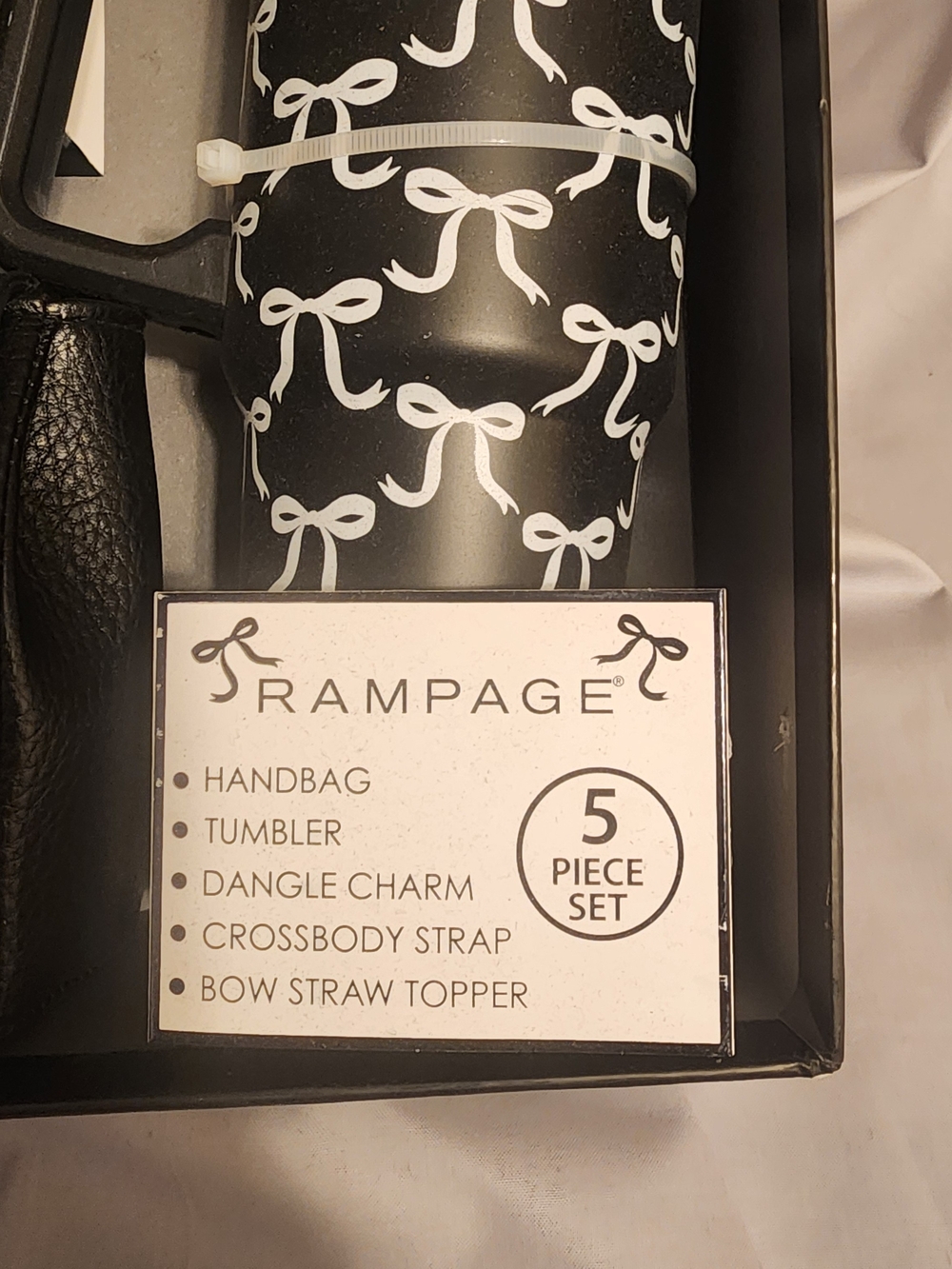 Rampage Black & White Bow Pattern Party Tumbler Set